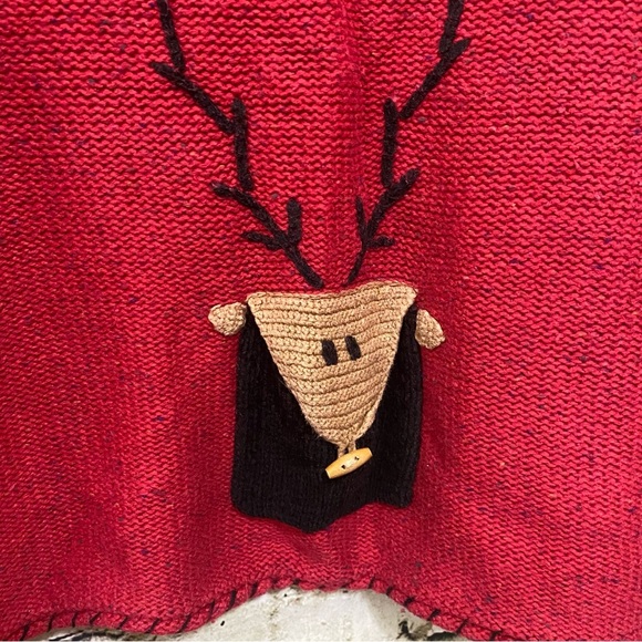 Northern Isles Red Reindeer Knit Wool Blend Christmas Winter Sweater - Picture 2 of 6